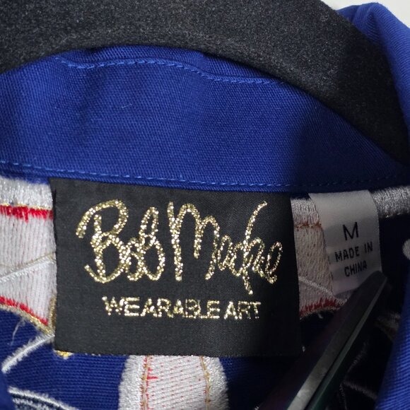Vintage Bob Mackie Wearable Art Metallic Embroidered Womens Medium Blue Jacket - Picture 3 of 6